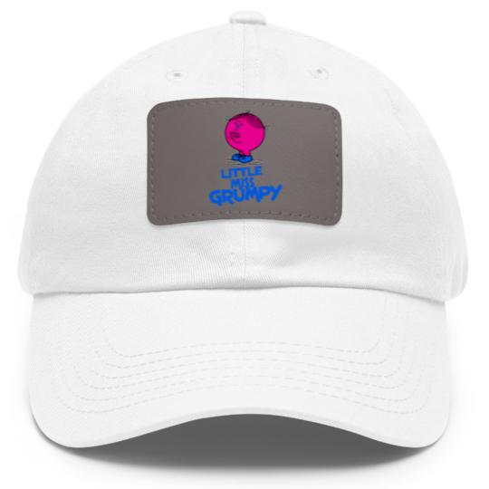 Discover angry little Miss Grumpy Dad Hat With Leather Patch