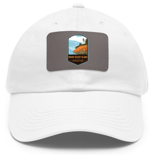 Discover Mount Desert Island Acadia National Park Dad Hat With Leather Patch