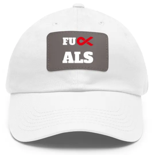 Discover Fuck ALS Awareness Month Red Ribbon Dad Hat With Leather Patch