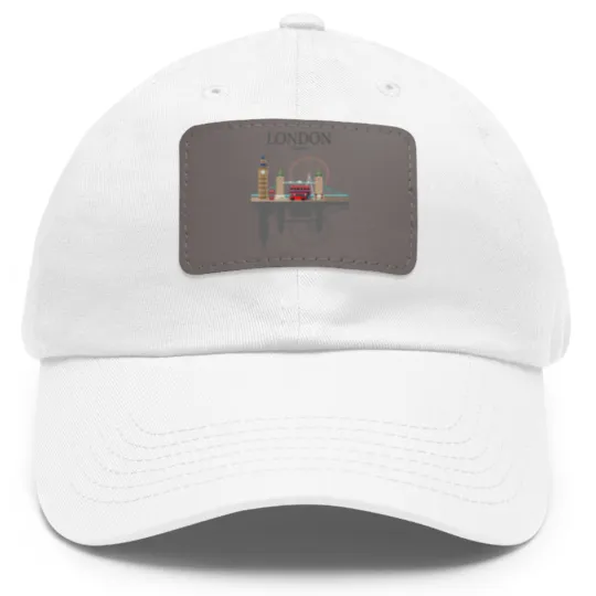 Discover London Souvenir City Vintage British UK Dad Hat With Leather Patch