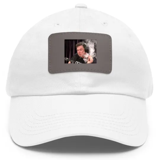 Discover Pfnetie  Elon Musk Smokes Short Sleeve Dad Hat With Leather Patch