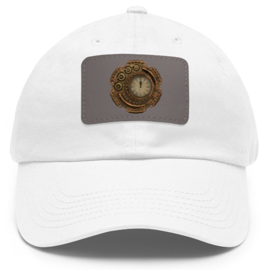 Discover Steampunk Clock Dad Hat With Leather Patch