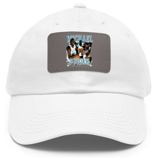 Discover Michael Jordan UNC 90s Style Vintage Bootleg Dad Hat With Leather Patch graphic Dad Hat With Leather Patch