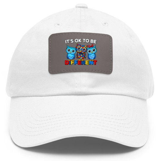 Discover Autism Awareness Cute Owl Animal It's Ok To Be Different Dad Hat With Leather Patch