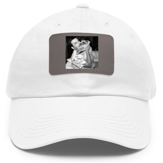 Discover Freddie Mercury and his cat photo Dad Hat With Leather Patch, Freddie Mercury Dad Hat With Leather Patch