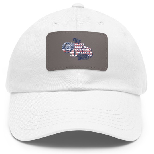 Discover Charlie Daniels Band Men's Dad Hat With Leather Patch | American Flag Star Spangled Logo Gray Graphic Dad Hat With Leather Patch