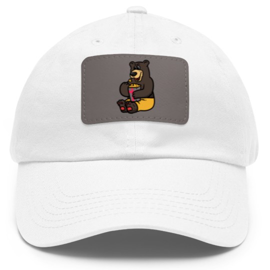Discover Swiss Bear and Popcorn Dad Hat With Leather Patch