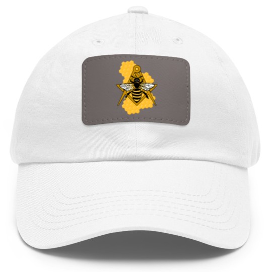 Discover Masonic Emblem with Bee and Beehive Dad Hat With Leather Patch