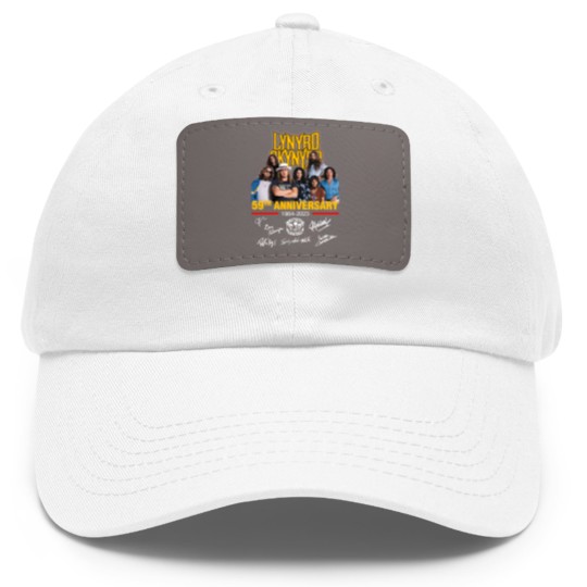 Discover Lynyrd Skynyrd 59th Anniversary 1964-2023 Signatures Dad Hat With Leather Patch