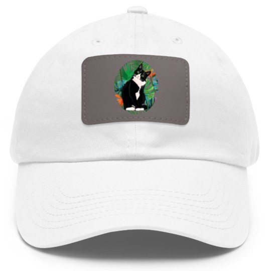 Discover Tuxedo Cat Tropical Gift Animal Lovers Dad Hat With Leather Patch