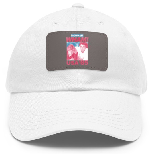 Discover Wham in Concert George Michael and Andrew Ridgeley USA '85 Adult Dad Hat With Leather Patch 80s Graphic Dad Hat With Leather Patch