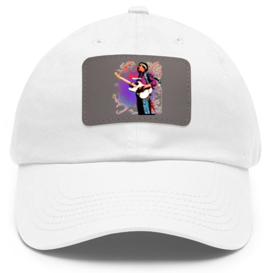 Discover Jimi Hendrix Dad Hat With Leather Patch, Jimi Hendrix Vintage Dad Hat With Leather Patch
