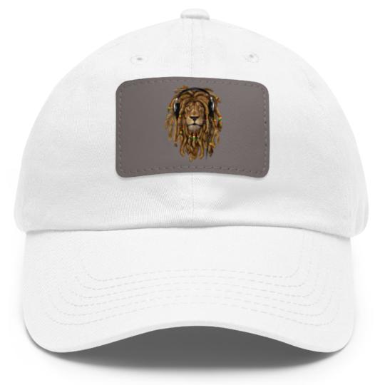 Discover Rasta Reggae Lion Music Art for Rastafari Lover Dad Hat With Leather Patch