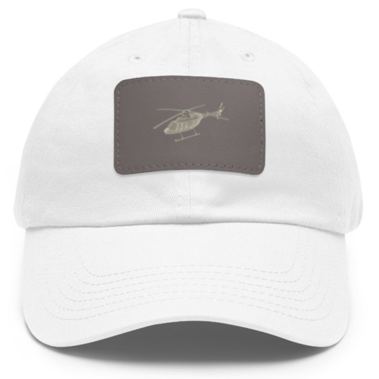 Discover Bell 407 helicopter pilot or crew Dad Hat With Leather Patch