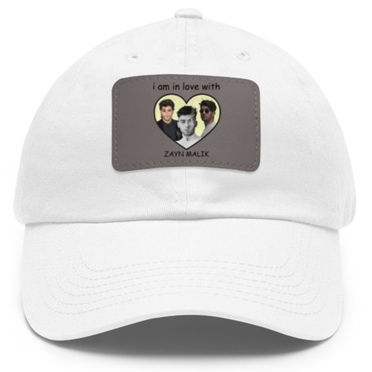 Discover Zayn Malik I am in love with Zayn Malik  White Graphic Dad Hat With Leather Patch