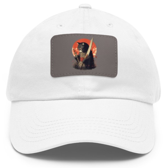 Discover Retro Japanese Samurai Ninja Cat Dad Hat With Leather Patch, Ninja Cat Dad Hat With Leather Patch