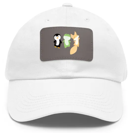 Discover Penguin frog fox cute animals for kids animal fun Dad Hat With Leather Patch