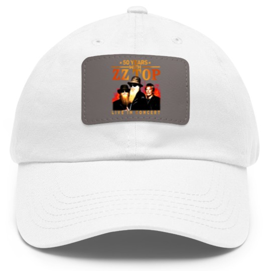 Discover ZZ Top 50 Years Live In Concert The Memories Dad Hat With Leather Patch, ZZ Top Dad Hat With Leather Patch