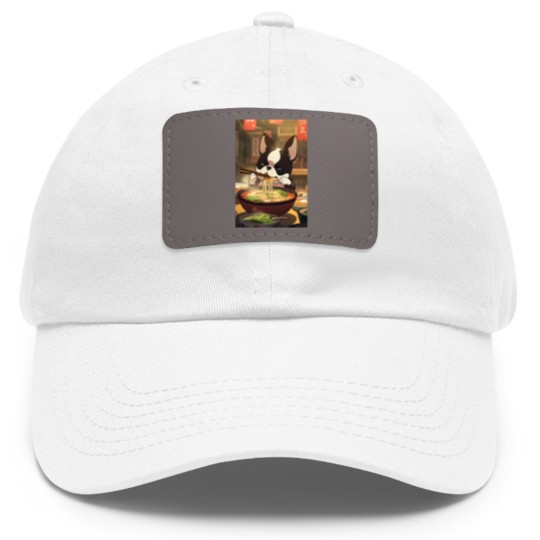 Discover Boston Terrier Eating Ramen Dad Hat With Leather Patch