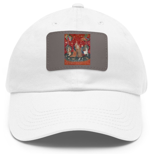 Discover Lady and Unicorn Medieval Tapestry Dad Hat With Leather Patch