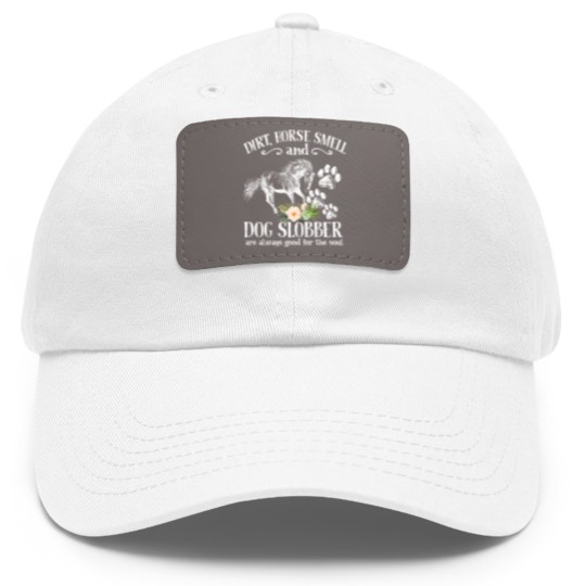 Discover Cute Horse And Dog Flower Dad Hat With Leather Patch, Dirt Horse Smell Dog Slobber