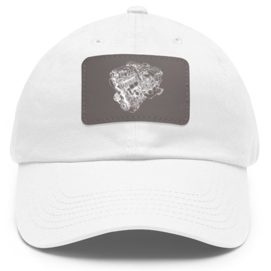 Discover Car Engine Dad Hat With Leather Patch