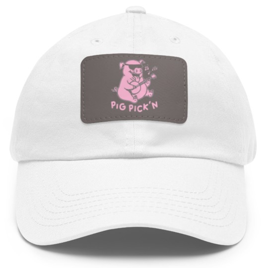 Discover Pig Playing Banjo Dad Hat With Leather Patch Bluegrass Dad Hat With Leather Patch Pig Pickin Dad Hat With Leather Patch BBQ Dad Hat With Leather Patch Dad Hat With Leather Patch
