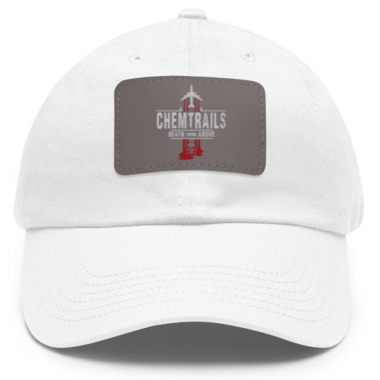Discover Jet Chemtrails Red & Grey Logo Dad Hat With Leather Patch