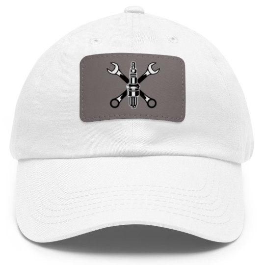 Discover Spark plug - motor - car - garage -motorcycle-race Dad Hat With Leather Patch