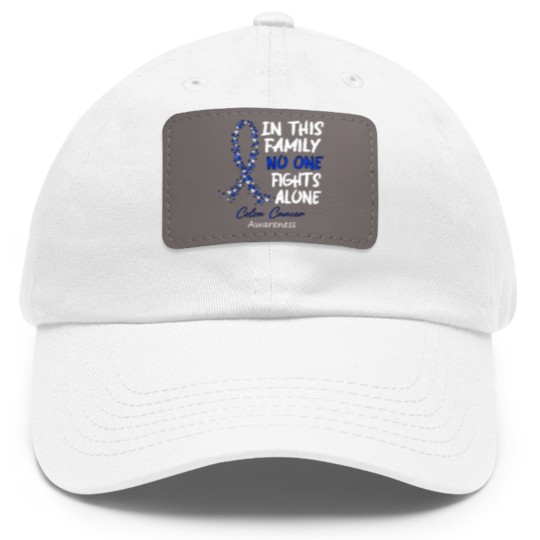 Discover Colon Cancer Awareness In This Family No One Fights Alone - Faith Hope Cure - Colon Cancer Awareness - Dad Hat With Leather Patch