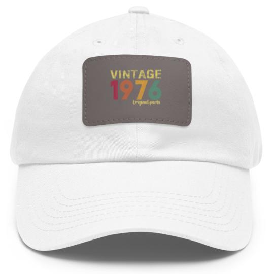 Discover 1976 Original Parts Dad Hat With Leather Patch, 47th Birthday Dad Hat With Leather Patch, Retro 1976