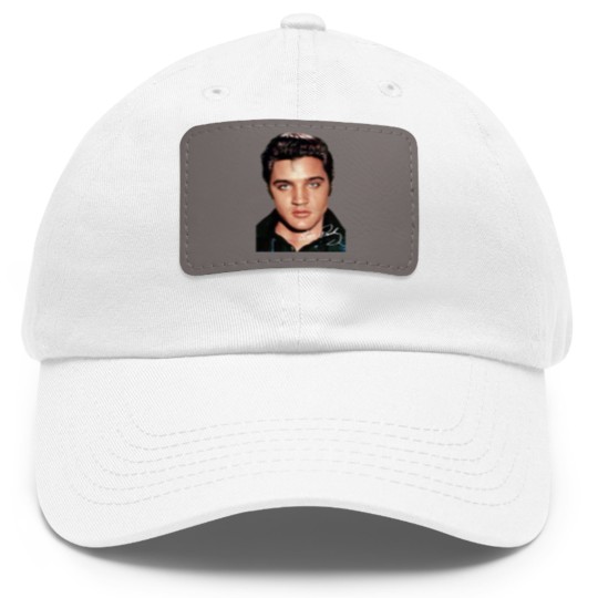 Discover Elvis Presley Signature Dad Hat With Leather Patch Short Sleeve Cotton White Women Men S to 5XL