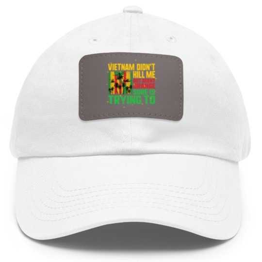 Discover Vietnam Veteran Dad Hat With Leather Patch, Vietnam Didn't Kill Me, Dad Hat With Leather Patch