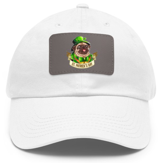 Discover St. Patrick's Day Pug Dad Hat With Leather Patch