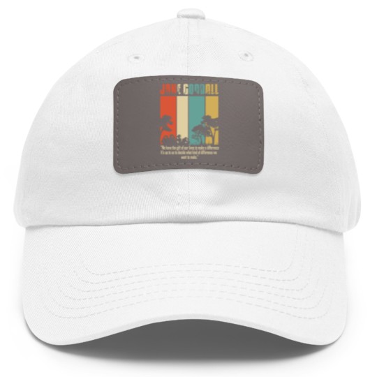 Discover Cotton Navy Jane Goodall Difference Crew Neck Tops Fashion Tees Dad Hat With Leather Patch