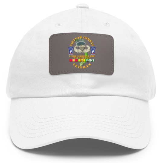 Discover Vietnam Combat Infantry Veteran w 173rd Airborne Bde SSI V1 Dad Hat With Leather Patch