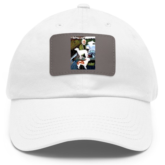 Discover Goodfellas Painting Old Man with Dog Dad Hat With Leather Patch