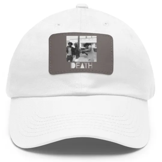 Discover Death - proto-punk band from Detroit White Letters Logo Dad Hat With Leather Patch