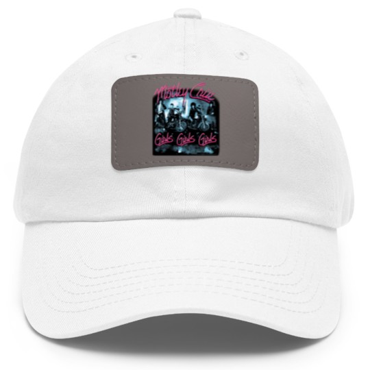 Discover Motley Crue Girls Girls Girls Black Dad Hat With Leather Patch