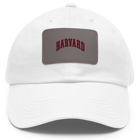 Discover Get Here Harvard University Dad Hat With Leather Patch - Arched Block - Officially Licensed Dad Hat With Leather Patch