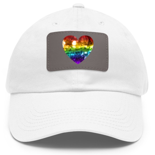 Discover Rainbow Disco Ball Heart  Classic Dad Hat With Leather Patch