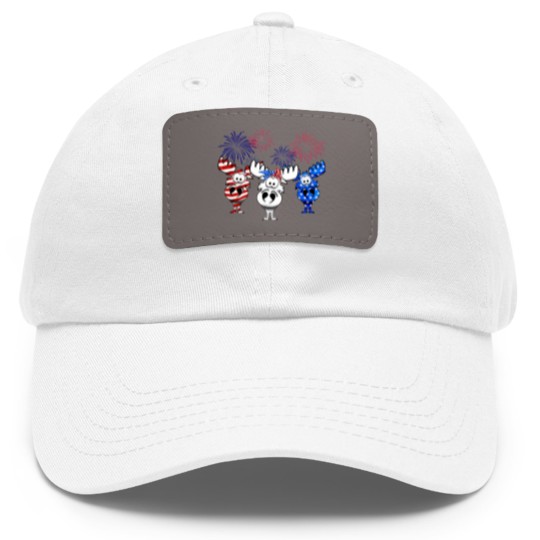 Discover red white blue moose usa flag 4th of july nerdy moose americ Dad Hat With Leather Patch