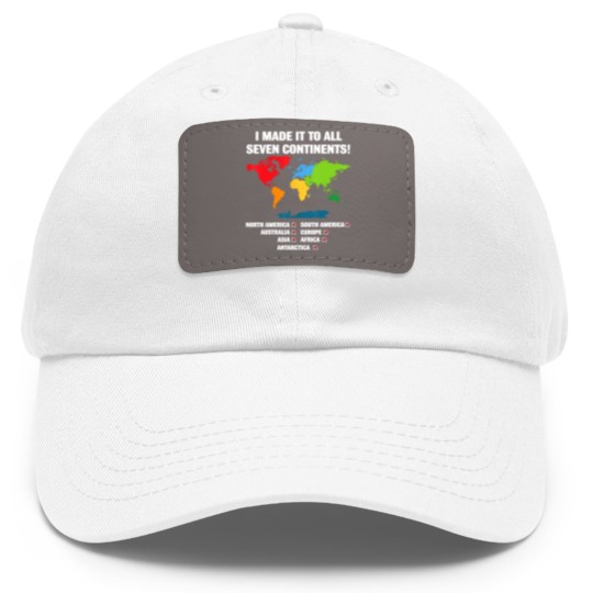 Discover world traveler seven continents 7 continents club white Dad Hat With Leather Patch
