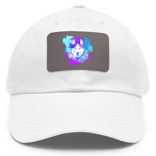 Discover Husky Artwork Husky Dog Watercolor, Husky Artwork, Husky apparel, Colorful Husky Dad Hat With Leather Patch