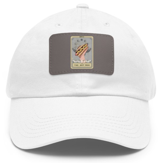 Discover Hot Dog Tarot Card Dad Hat With Leather Patch, Hot Dog Dad Hat With Leather Patch, Funny Hot Dog Dad Hat With Leather Patch Hot Dog Lover Dad Hat With Leather Patch Game day Dad Hat With Leather Patch Food Dad Hat With Leather Patch Hotdog Dad Hat With Leather Patch