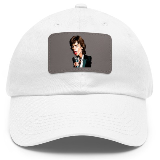 Discover Caricature of Mick Jagger Dad Hat With Leather Patch