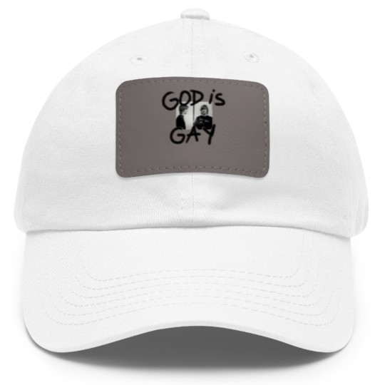 Discover God Is Gay Kurt Cobain Sticker Dad Hat With Leather Patch