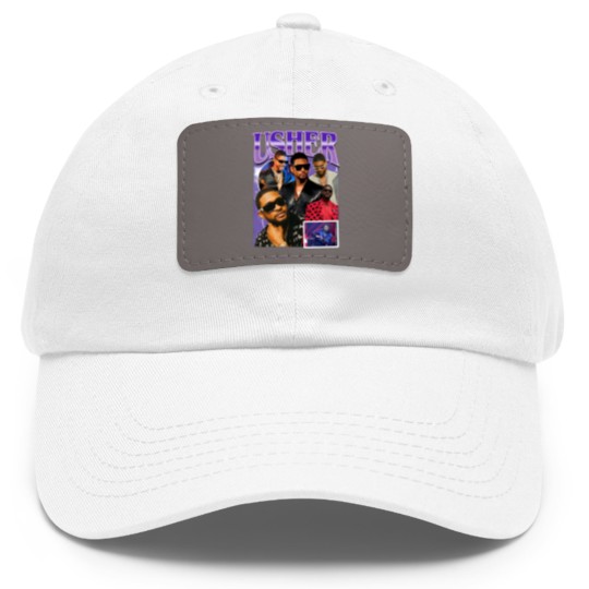 Discover Limted Rapper Usher Dad Hat With Leather Patch, Vintage Usher 90s Dad Hat With Leather Patch, Retro Usher Graphic Dad Hat With Leather Patch