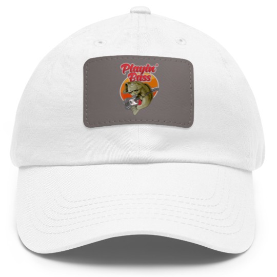 Discover funny playin' bass guitar player gift bass fish fishing Dad Hat With Leather Patch
