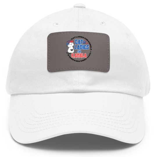 Discover Cat Lady For Kamala Dad Hat With Leather Patch, Childless Cat Ladies, Kamala Harris 2024 Dad Hat With Leather Patch